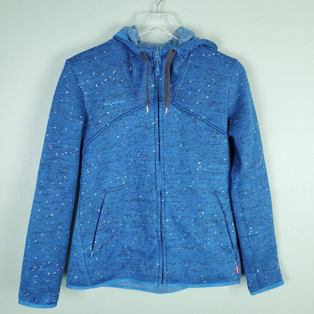 Mammut Chamuera Hooded Midlayer Sapphire Blue Knit Fleece Jacket Size Small